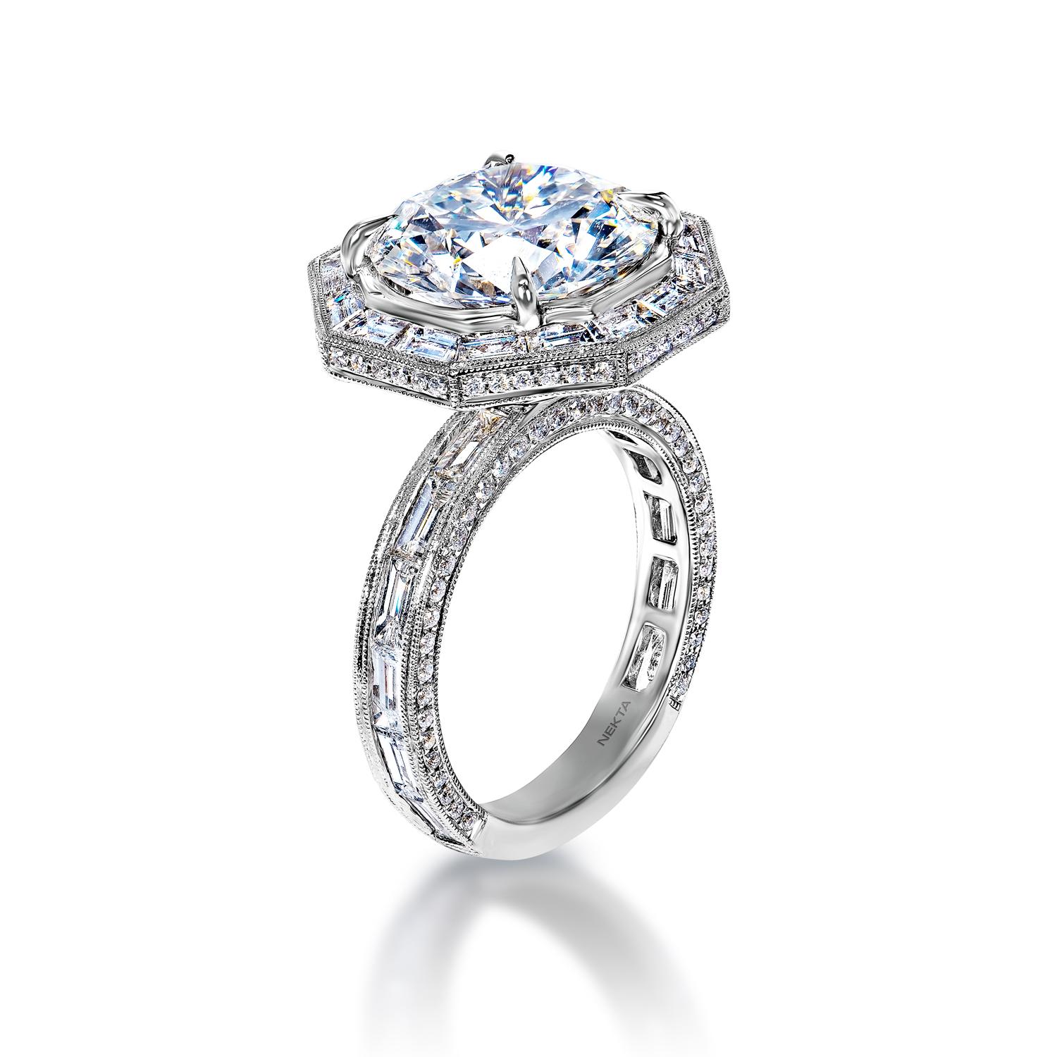 Round Cut 8 Carat Round Brilliant Diamond Engagement Ring GIA Certified H IF For Sale