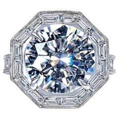 Bague de fiançailles diamant brillant rond 8 carats certifiée GIA H IF