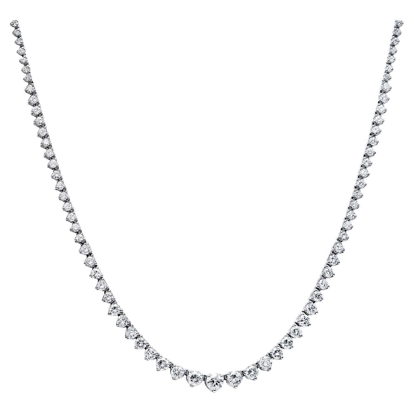 8 Carat Round Brilliant Diamond Riviera Necklace Certified For Sale