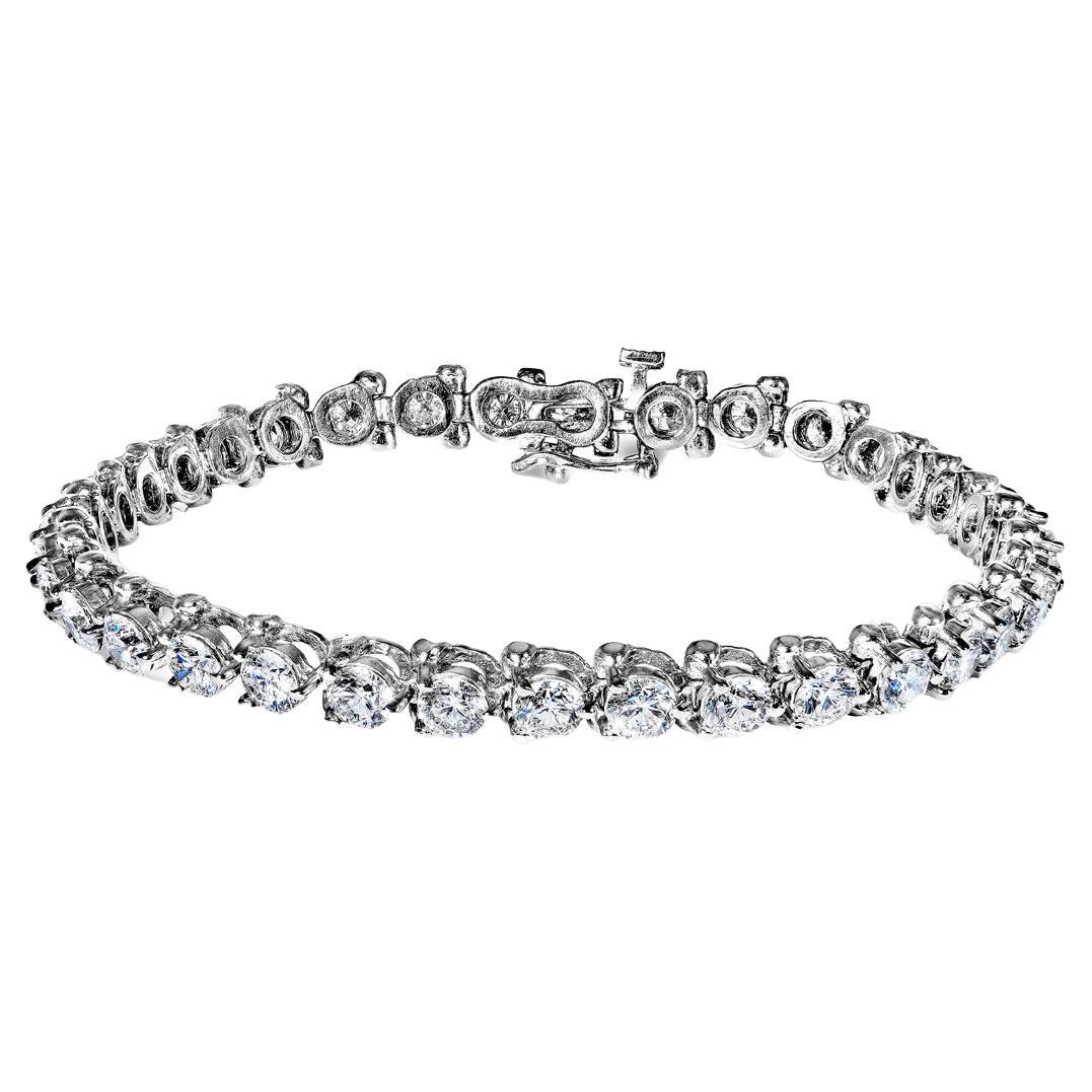 8 Carat Round Brilliant Diamond Single Row Bracelet Certified For Sale