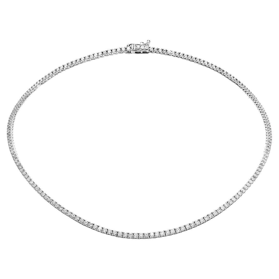 8 Carat Round Brilliant Diamond Tennis Necklace Certified For Sale