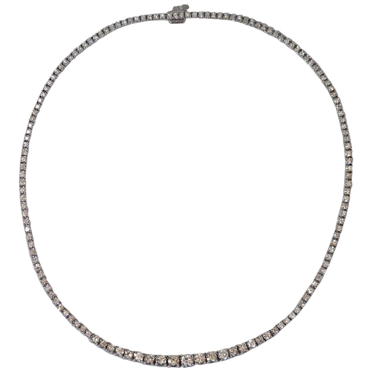 8 Carat Round Brilliant Diamond Tennis Necklace