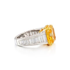 8 Carat Round Brilliant Statement Fancy Yellow 14K White Gold