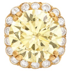 8 Carat Round Brilliant Statement Fancy Yellow 14K White Gold Diamond Ring