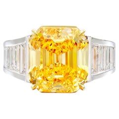 8 Carat Round Brilliant Statement Fancy Yellow 14K White Gold