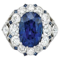 8 Carat Round Brilliant Statement Royal Blue Sapphire 14K Gold Refined Grandeur