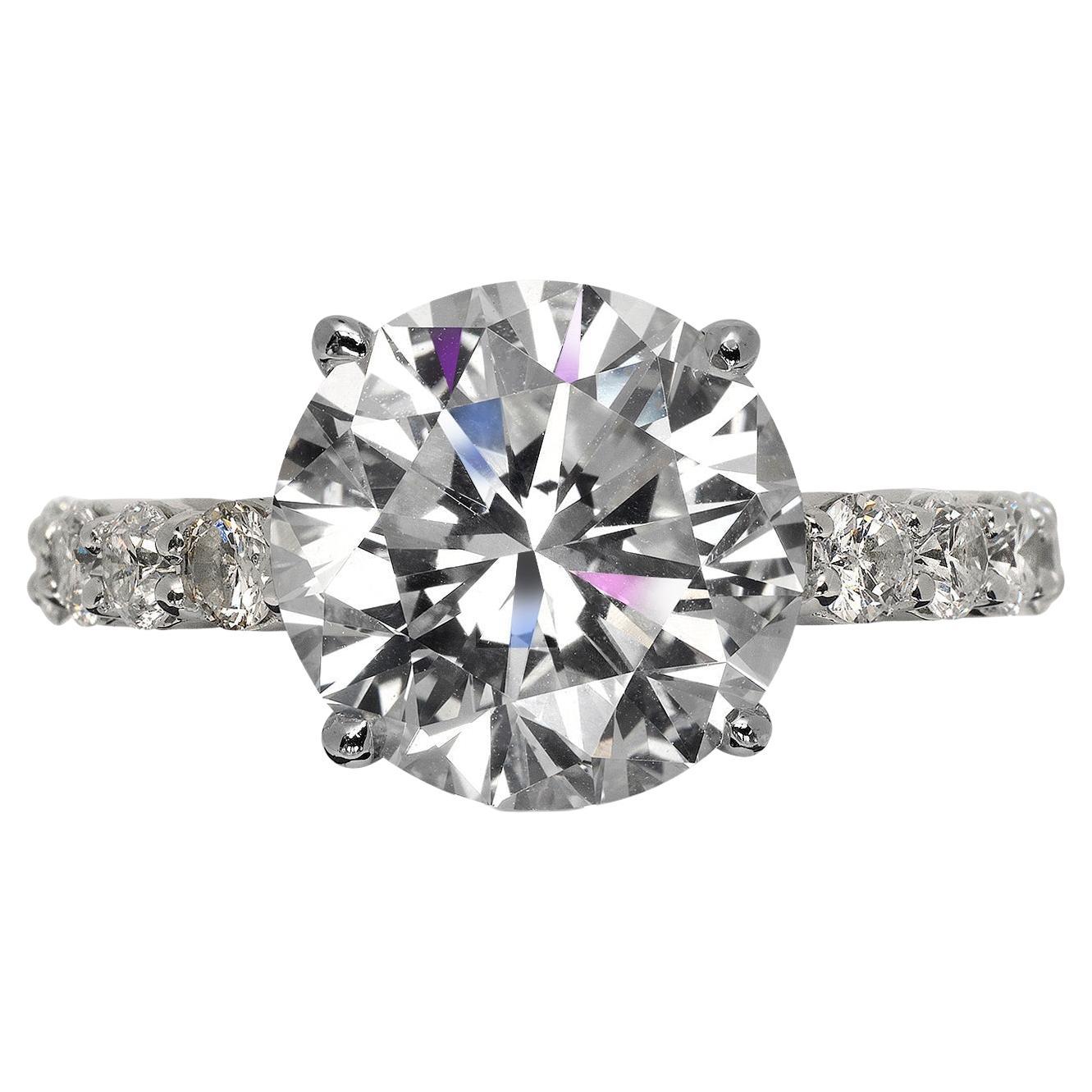 8 Carat Round Cut Diamond Engagement Ring Certified J VVS1
