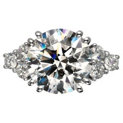 8 Carat Round Cut Diamond Engagement Ring GIA Certified E VS1