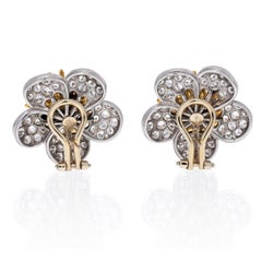 8 Carat Round Diamond and Green Emerald Flower Earrings