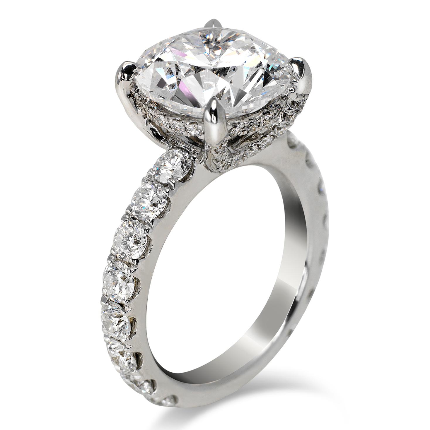 Taille ronde Bague de fiançailles avec diamant rond de 8 carats certifié GIA, E SI1 en vente