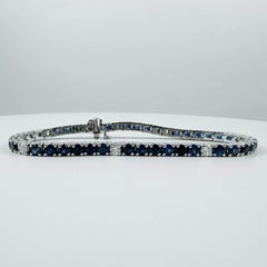 8 Carat Sapphire and Diamond Tennis Bracelet in 14K White Gold