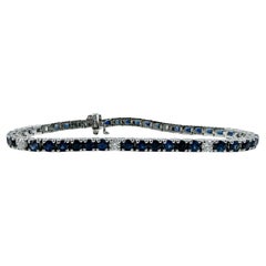 8 Carat Sapphire and Diamond Tennis Bracelet in 14K White Gold