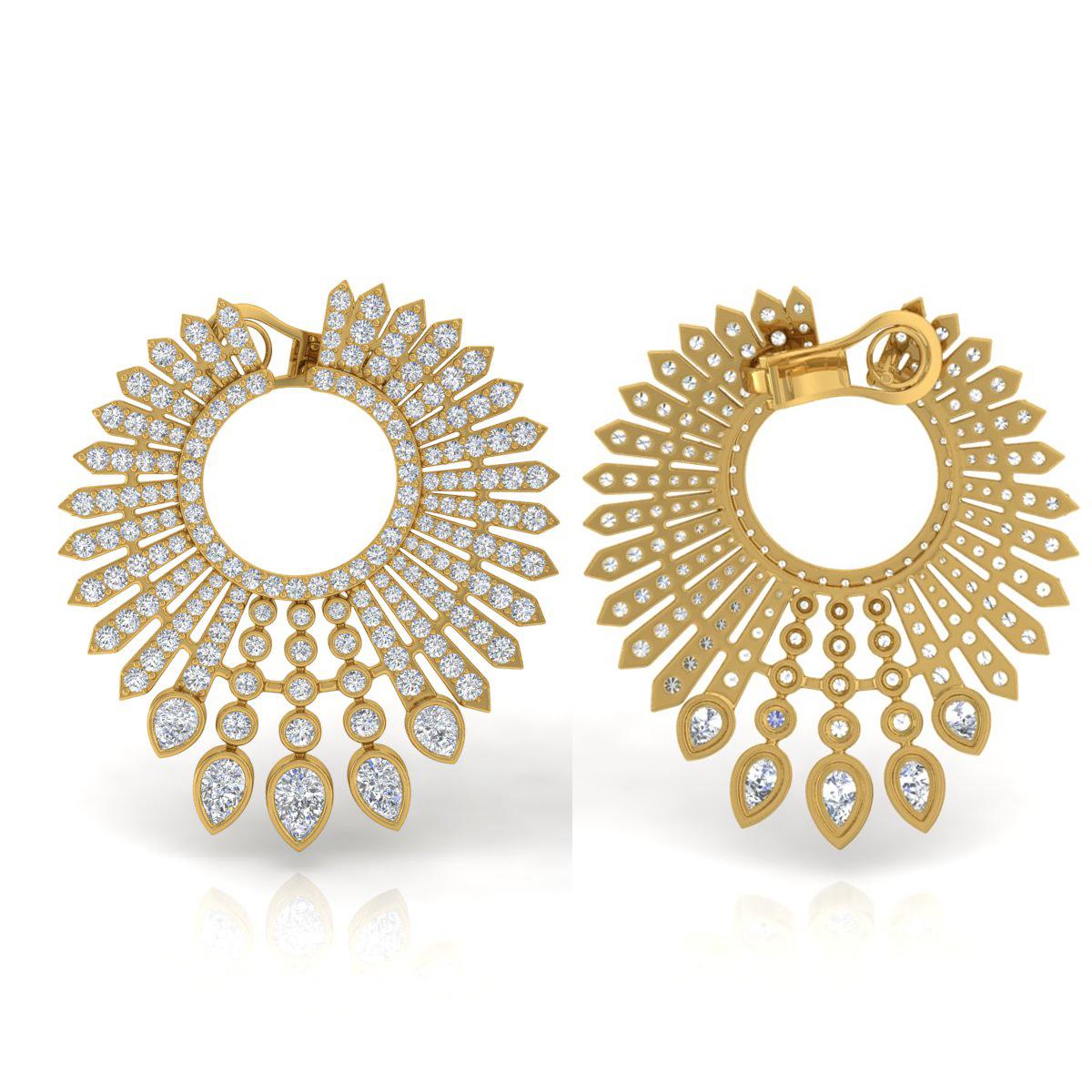 Pear Cut 8 Carat SI Clarity HI Color Diamond Earrings 18 Karat Yellow Gold Fine Jewelry For Sale