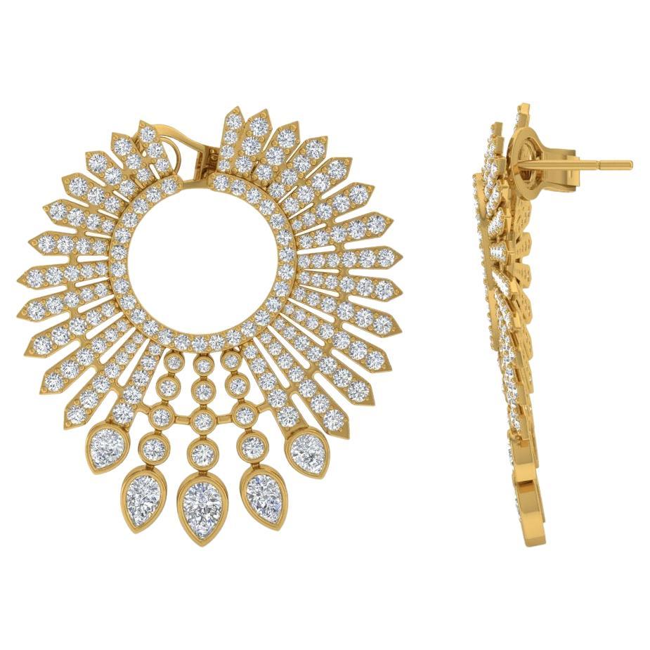 8 Carat SI Clarity HI Color Diamond Earrings 18 Karat Yellow Gold Fine Jewelry For Sale