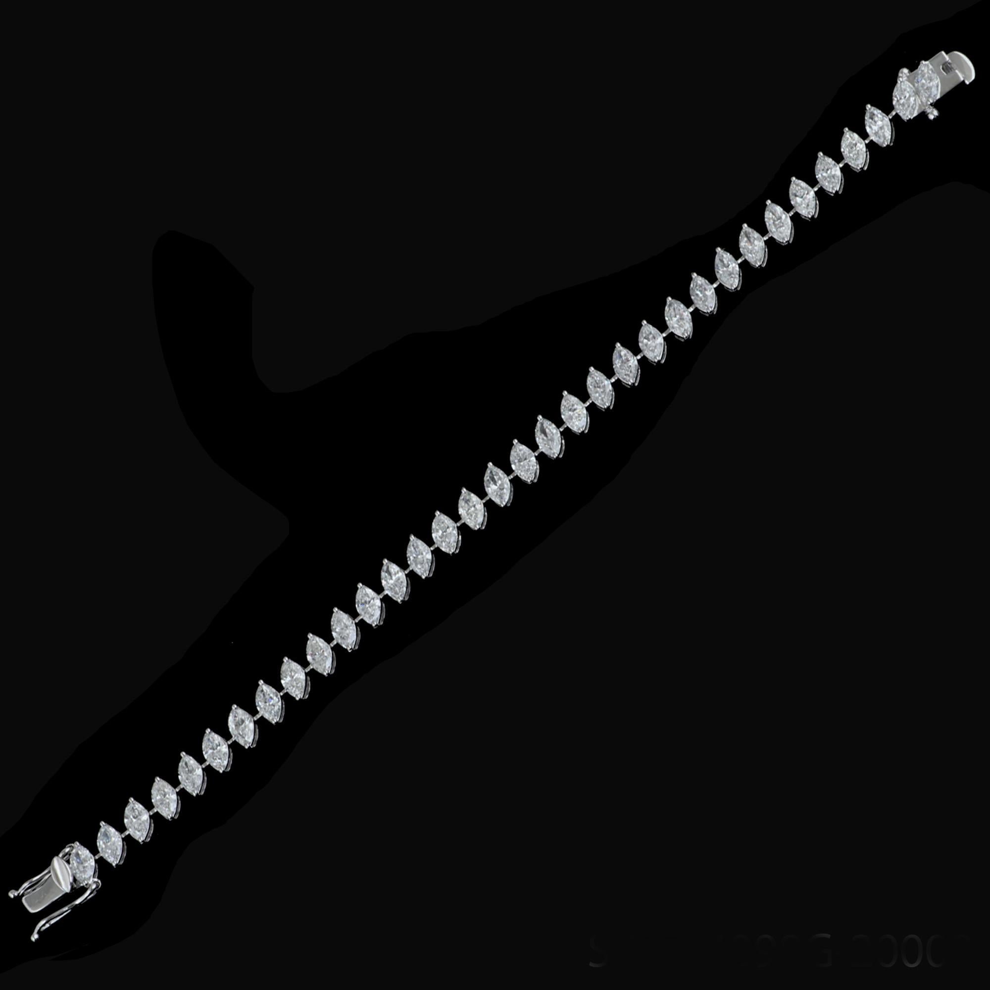 8 Carati SI Chiarezza HI Colore Diamante Marquise Bracciale in Oro Bianco 14 Carati in vendita 1