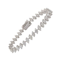 8 Carat SI Clarity HI Color Marquise Diamond Charm Bracelet 18 Karat White Gold