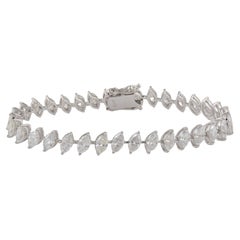 Bracelet à breloques en diamants marquise de 8 carats, pureté SI, couleur HI, or blanc 18 carats