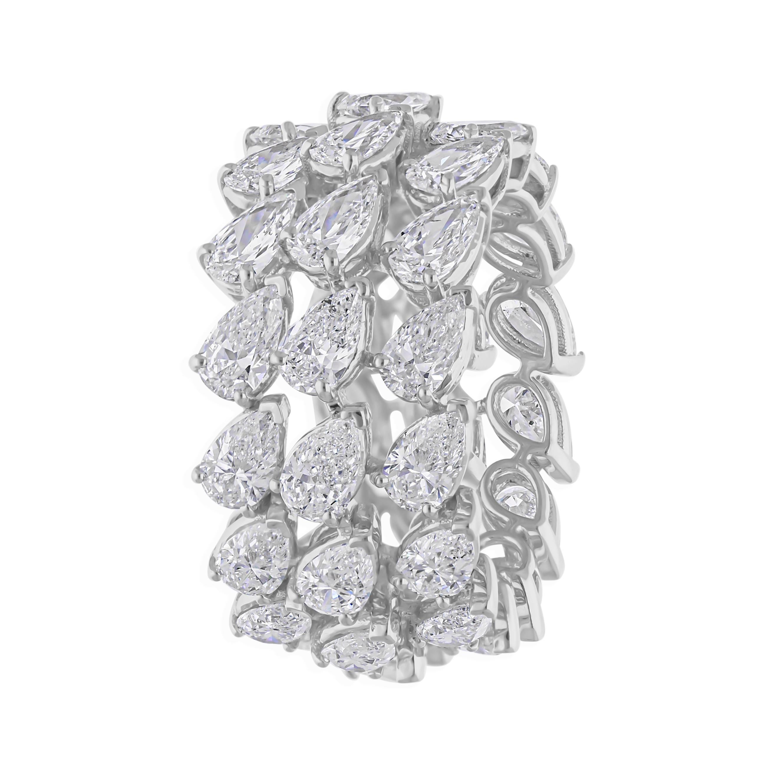 Pear Cut 8 Carat SI Clarity HI Color Pear Diamond Band Ring 14 Karat White Gold Jewelry For Sale