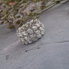 8 Carat SI Clarity HI Color Pear Diamond Band Ring 18 Karat White Gold Jewelry