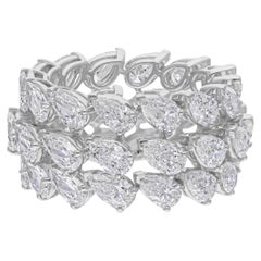 Bague joaillerie en or blanc 18 carats avec diamant poire de 8 carats de pureté SI de couleur hi-colore