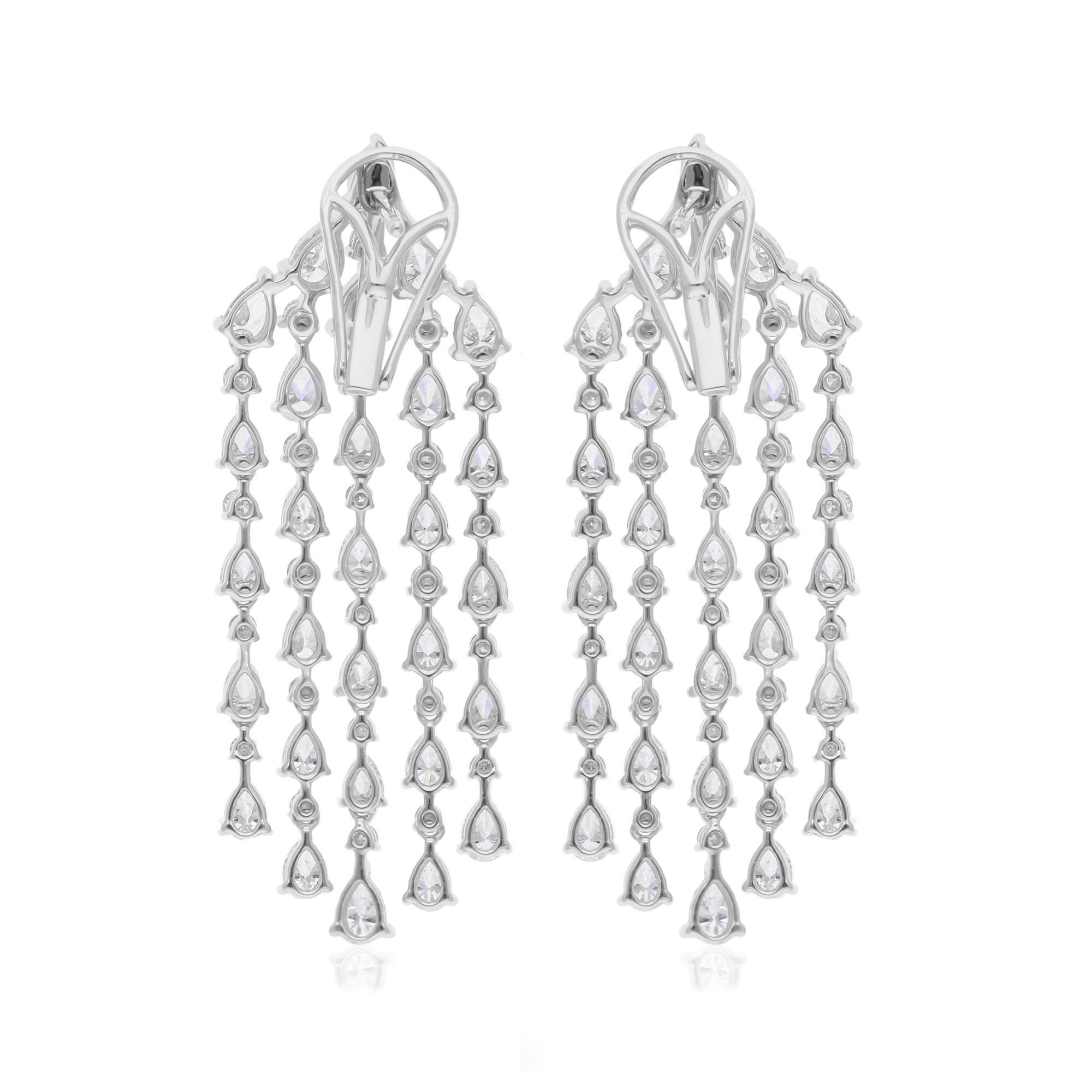 8 Carat SI/H Pear Round Diamond Chandelier Earrings 14 Karat White Gold Jewelry In New Condition For Sale In Diera, Dubai