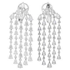 8 Carat SI/H Pear Round Diamond Chandelier Earrings 18 Karat White Gold Jewelry