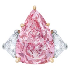 8 Carat total weight Pear Statement Fancy Pink, A Crown-Worthy Diamond Ring