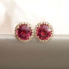 8 Carat Tourmaline Champagne Diamonds 18 Karat Yellow Gold Stud Earrings