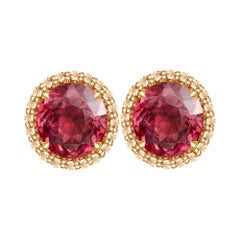 8 Carat Tourmaline Champagne Diamonds 18 Karat Yellow Gold Stud Earrings