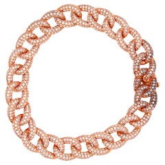 Bracelet pavé de diamants 8 carats en or rose 14K
