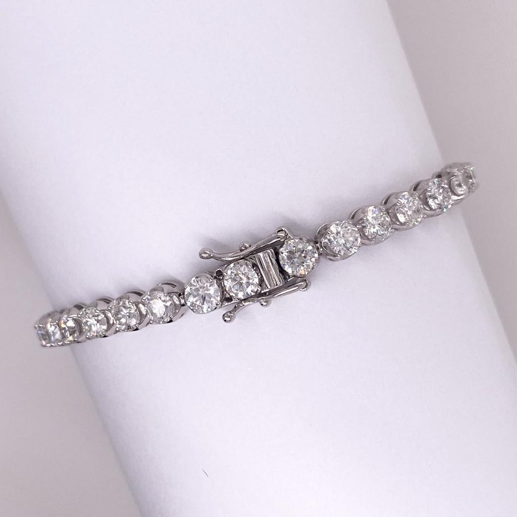 Bracelet de tennis avec diamants 8 carats, or blanc 18K avec diamants véritables, 7