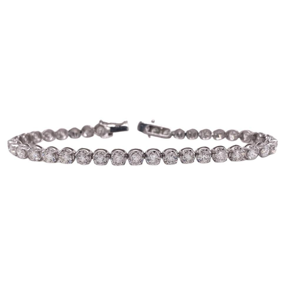 Bracelet de tennis avec diamants 8 carats, or blanc 18K avec diamants véritables, 7". en vente