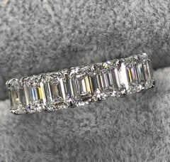 8 Carat Eternity Emerald Cut Band Ring 18 Karat