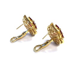 8 Carat of Rubies 3 Carat of Diamonds Gold Cluster Earrings