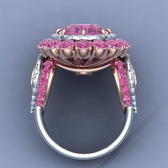 8 Carats, Pink Tourmaline and Diamond Cocktail Ring
