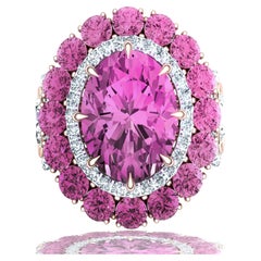 8 Carats, Pink Tourmaline and Diamond Cocktail Ring