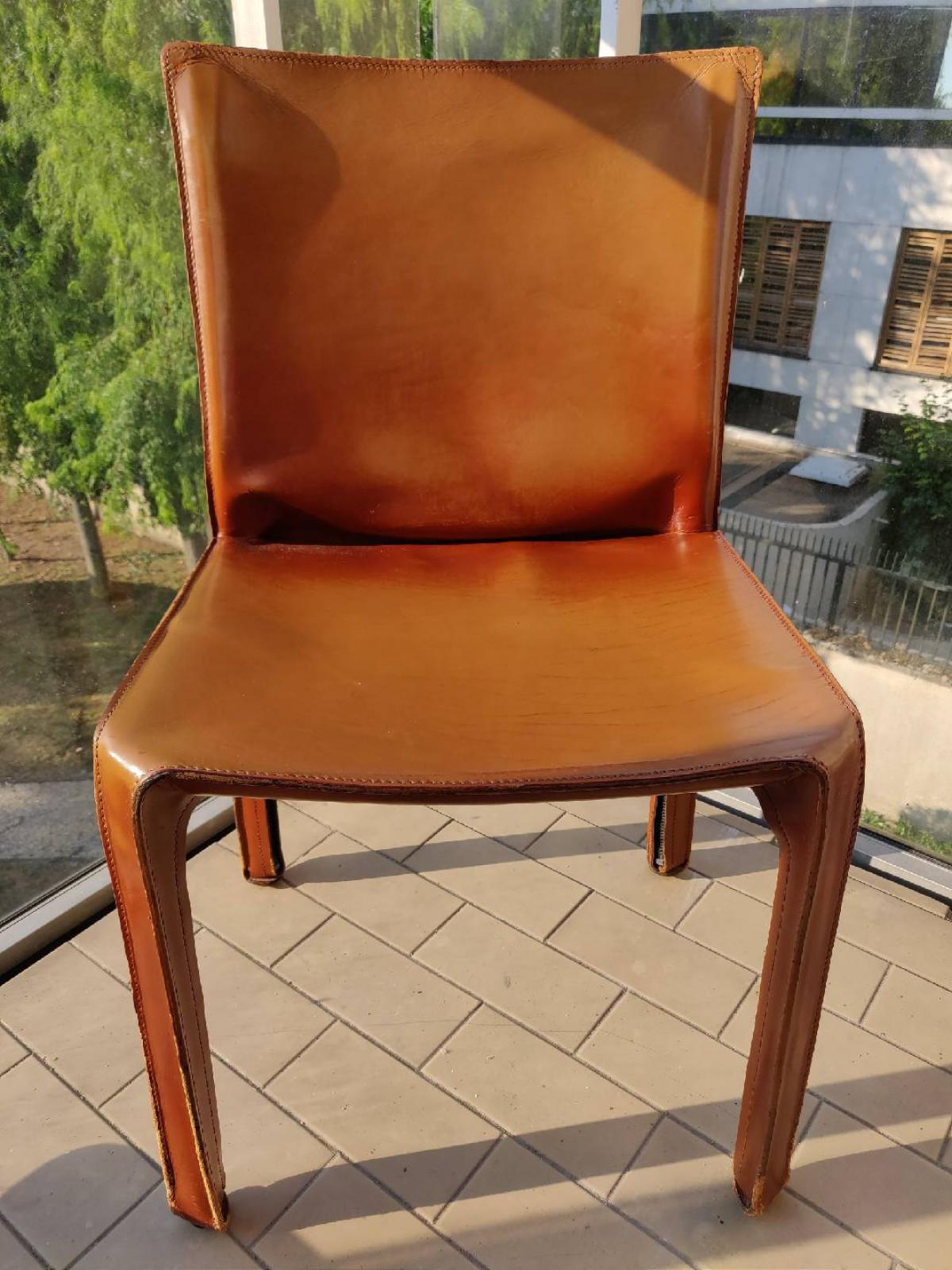 8 Cassina Cab Brown Leather Chairs Designer Mario Bellini In Good Condition In Sofia, BG