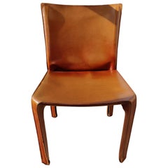 8 Cassina Cab Brown Leather Chairs Designer Mario Bellini