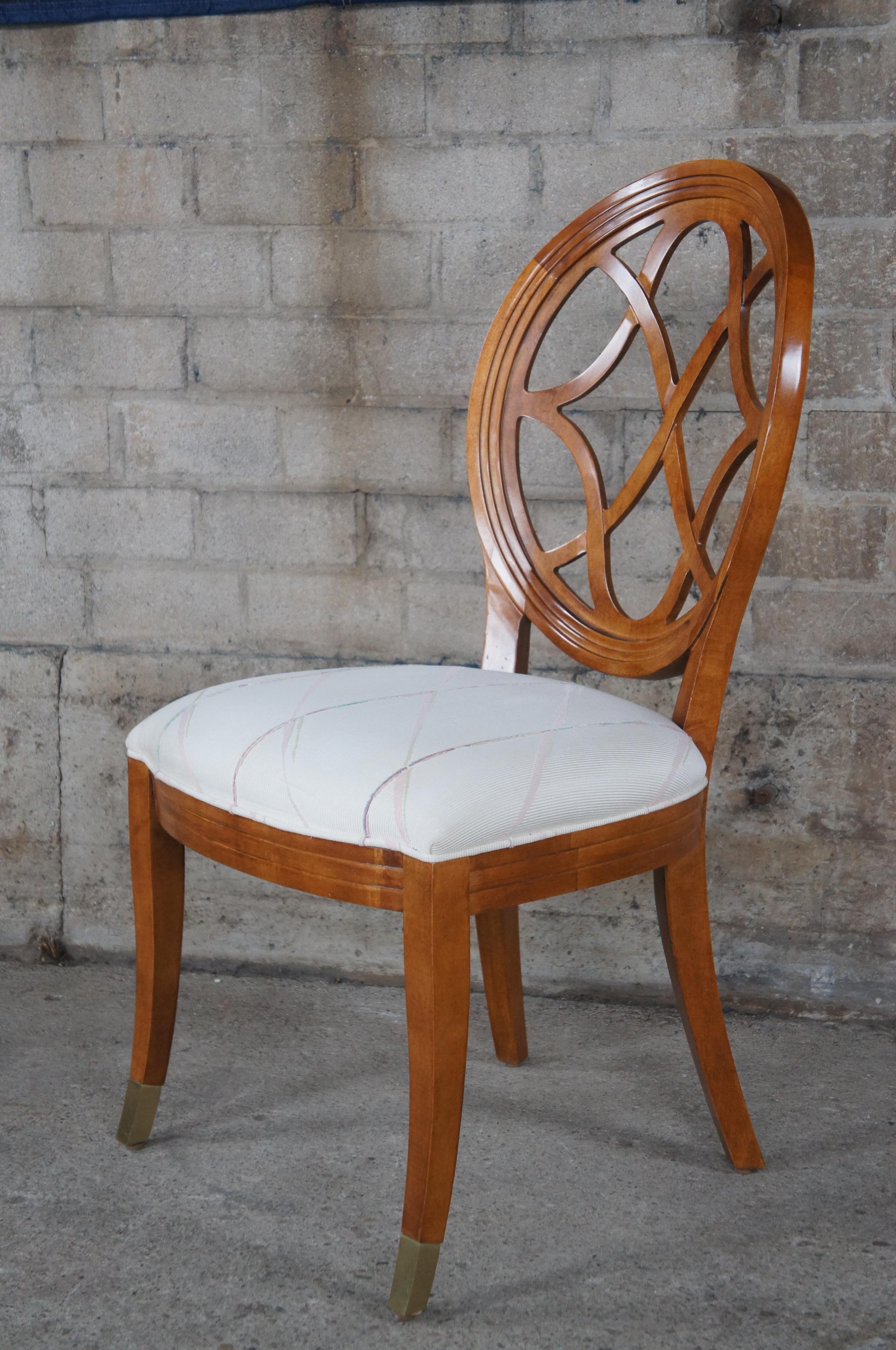 Late 20th Century 8 Century Furniture Maple Pierced Back Dining Side Chairs Transitional 341-511