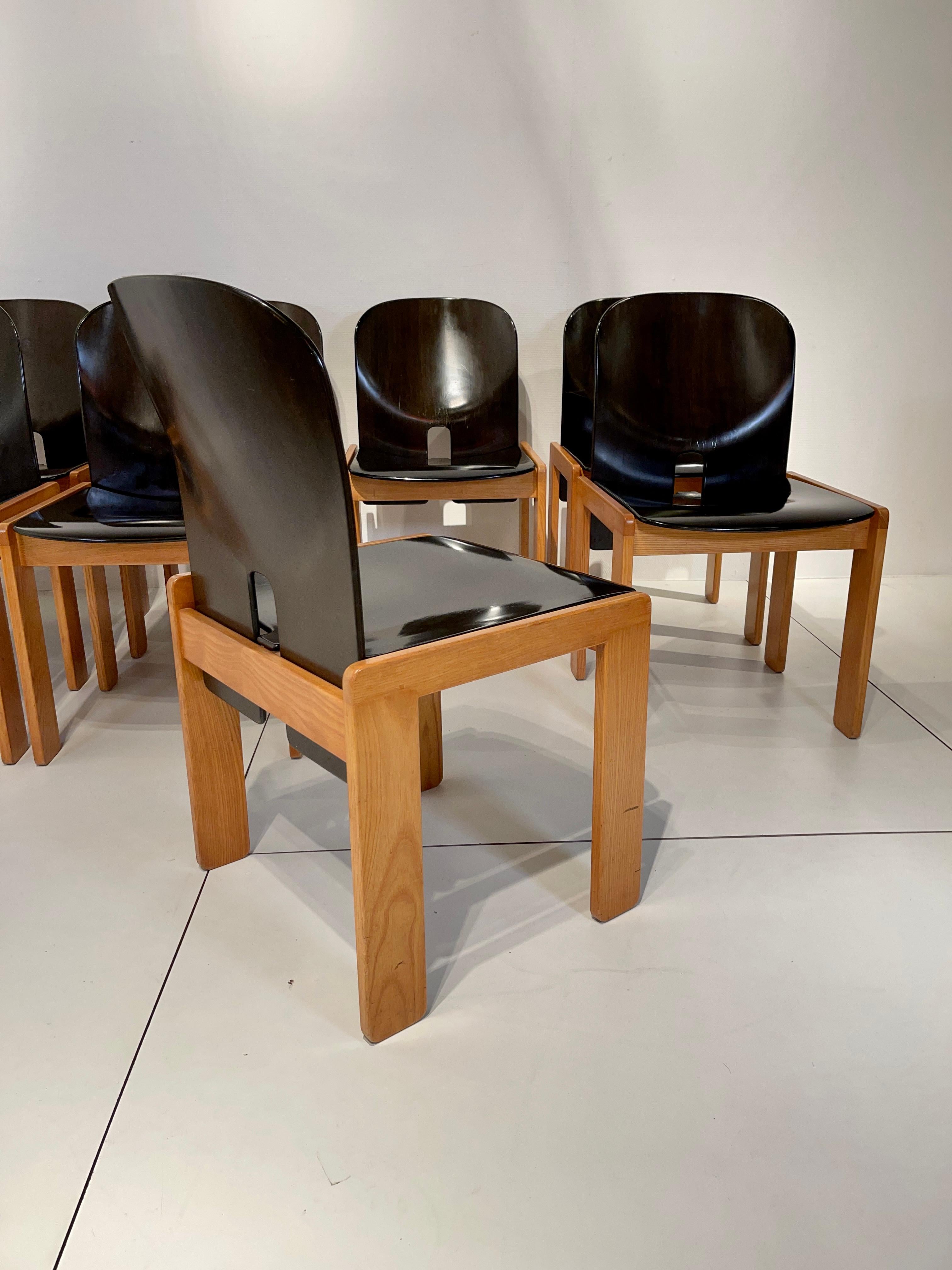 8 Chairs and Dining Table by Afra and Tobia Scarpa Model 121 for Cassina 5