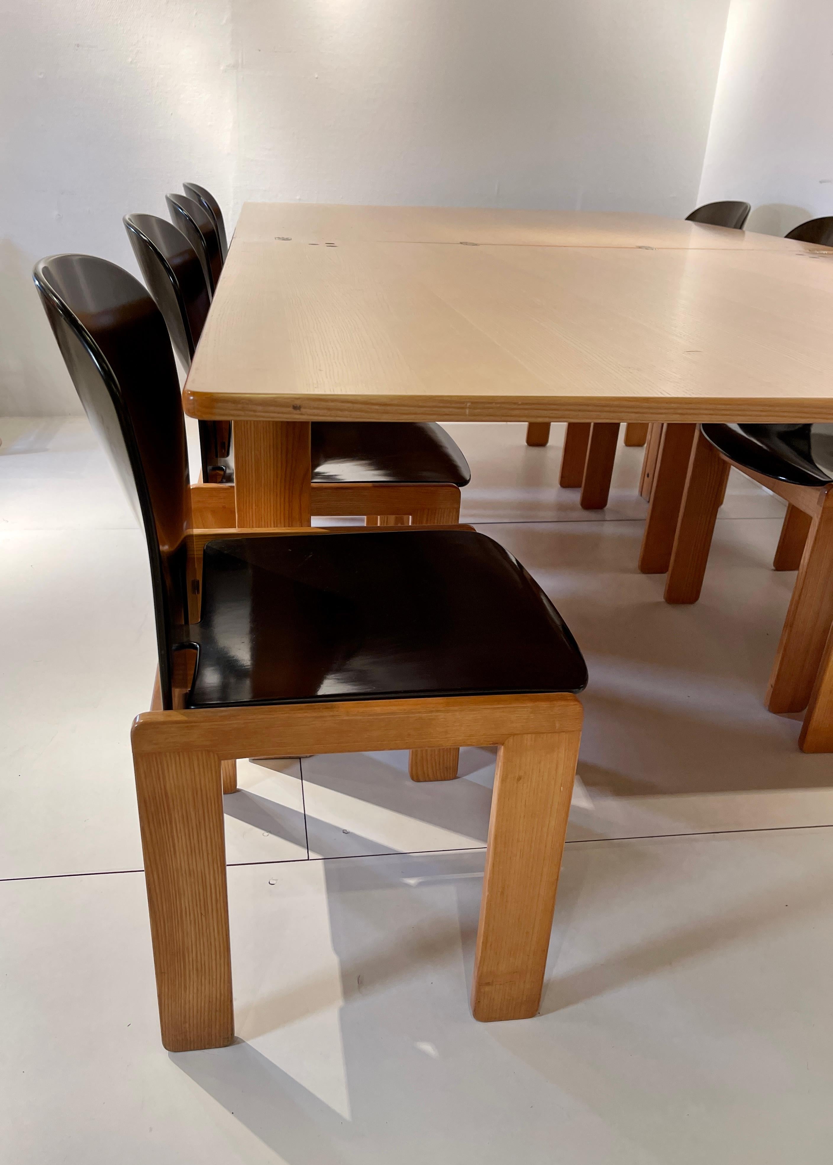 Mid-Century Modern 8 Chairs and Dining Table by Afra and Tobia Scarpa Model 121 for Cassina