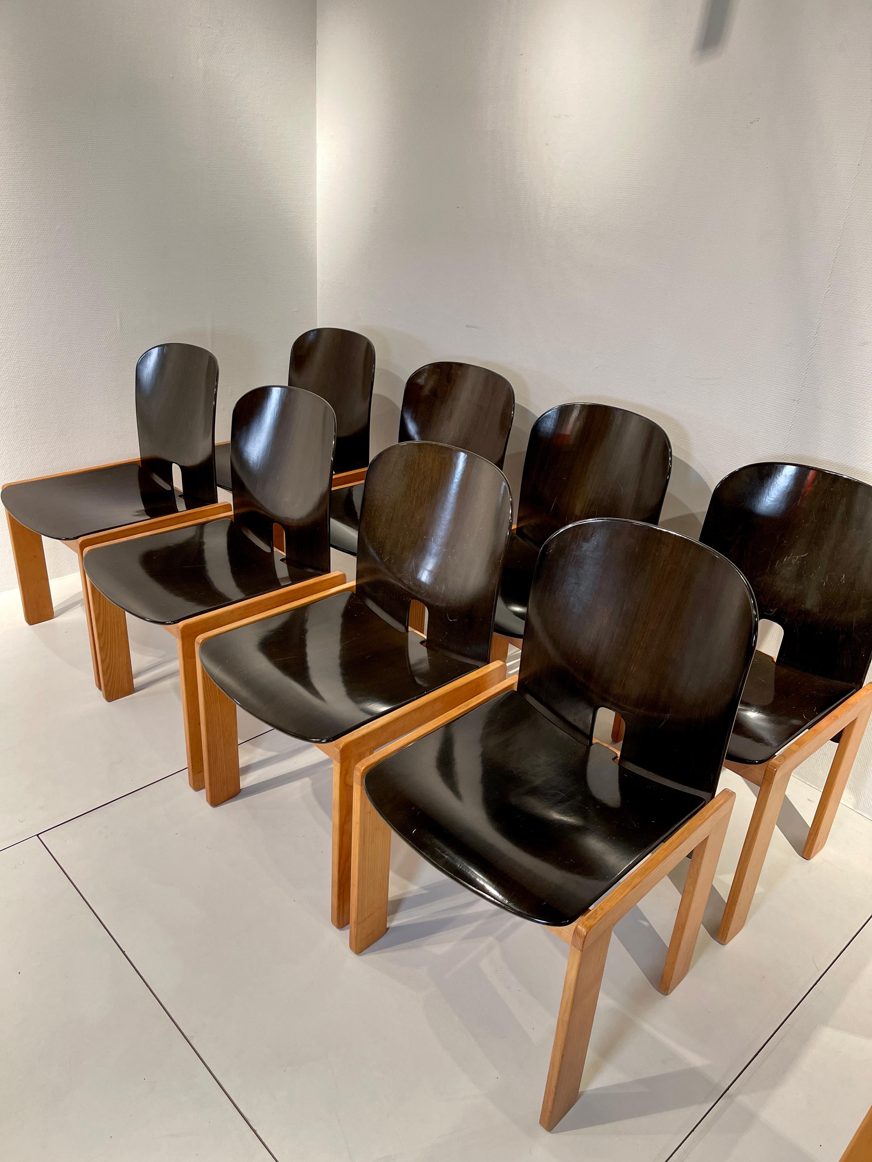 Mid-20th Century 8 Chairs and Dining Table by Afra and Tobia Scarpa Model 121 for Cassina