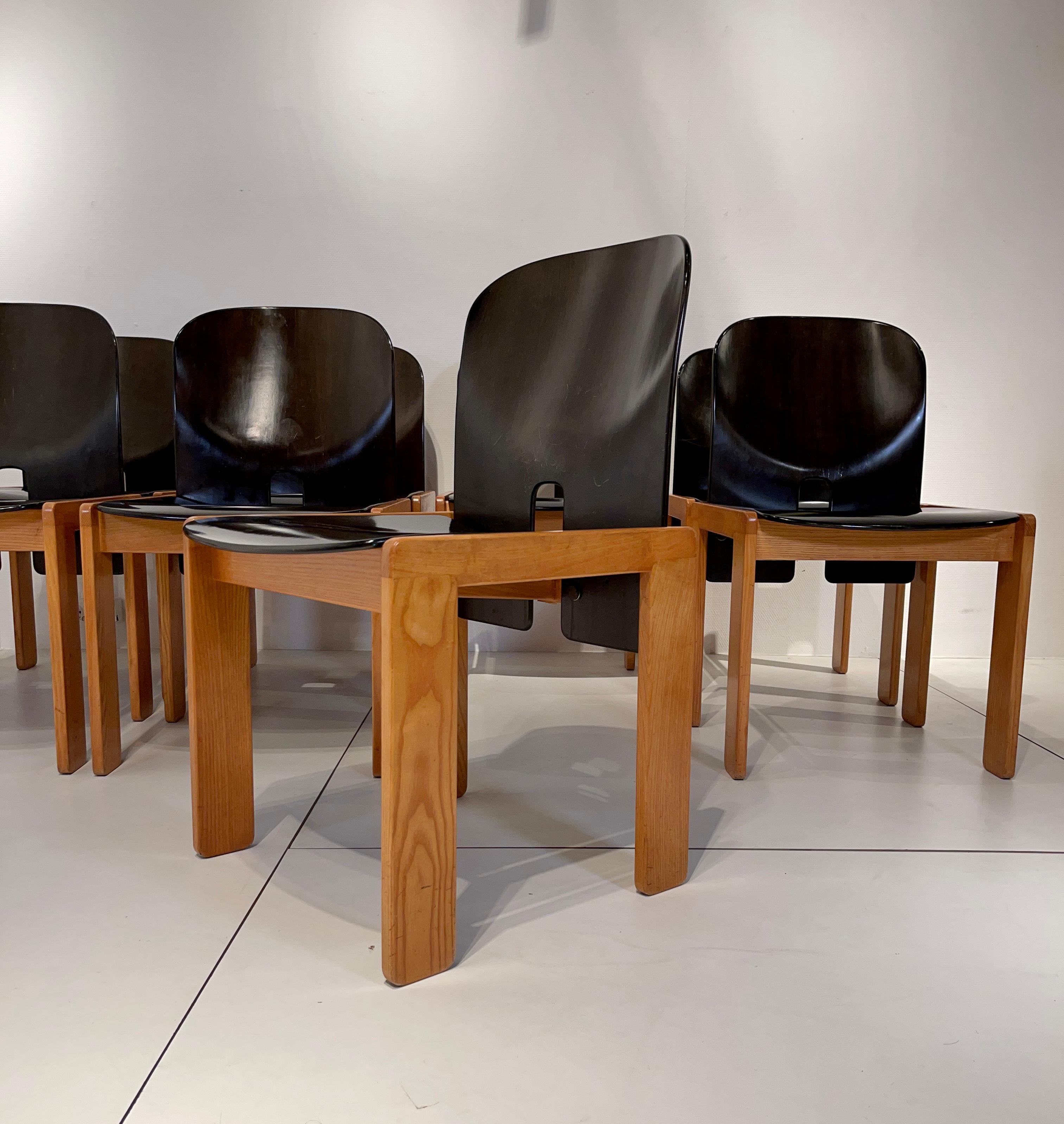 Walnut 8 Chairs and Dining Table by Afra and Tobia Scarpa Model 121 for Cassina