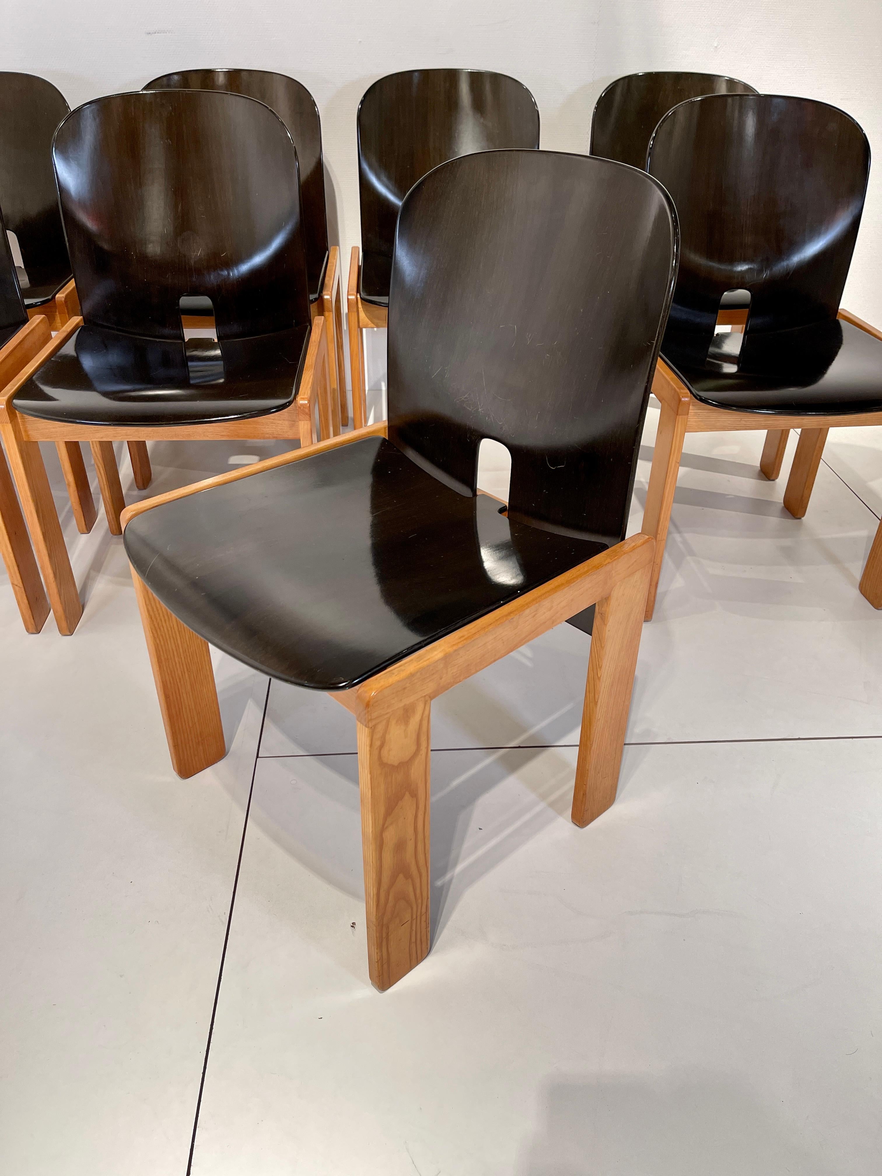 8 Chairs and Dining Table by Afra and Tobia Scarpa Model 121 for Cassina 1