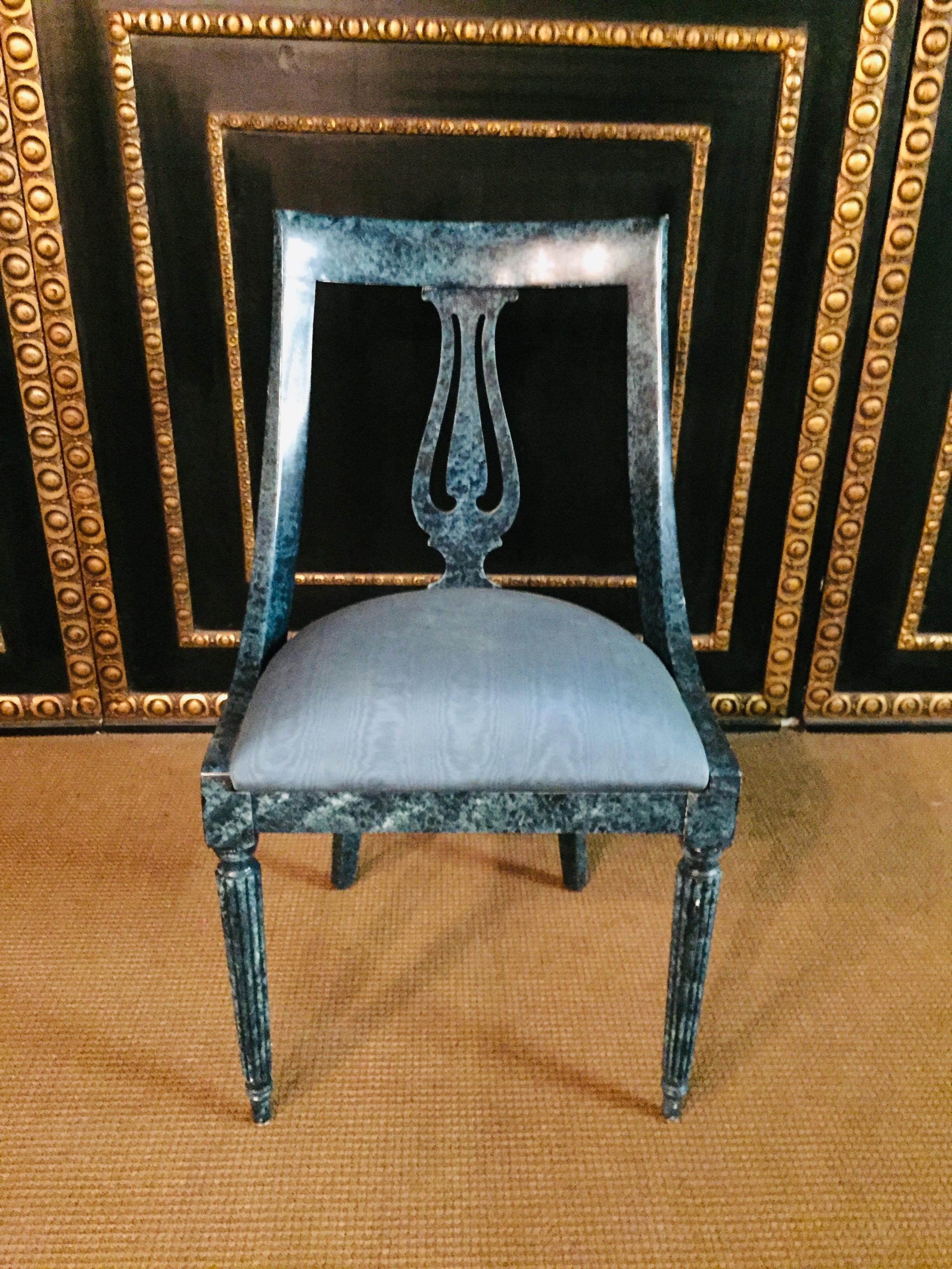 8 Chairs in the Modern Empire Style Turquoise Marbled 1