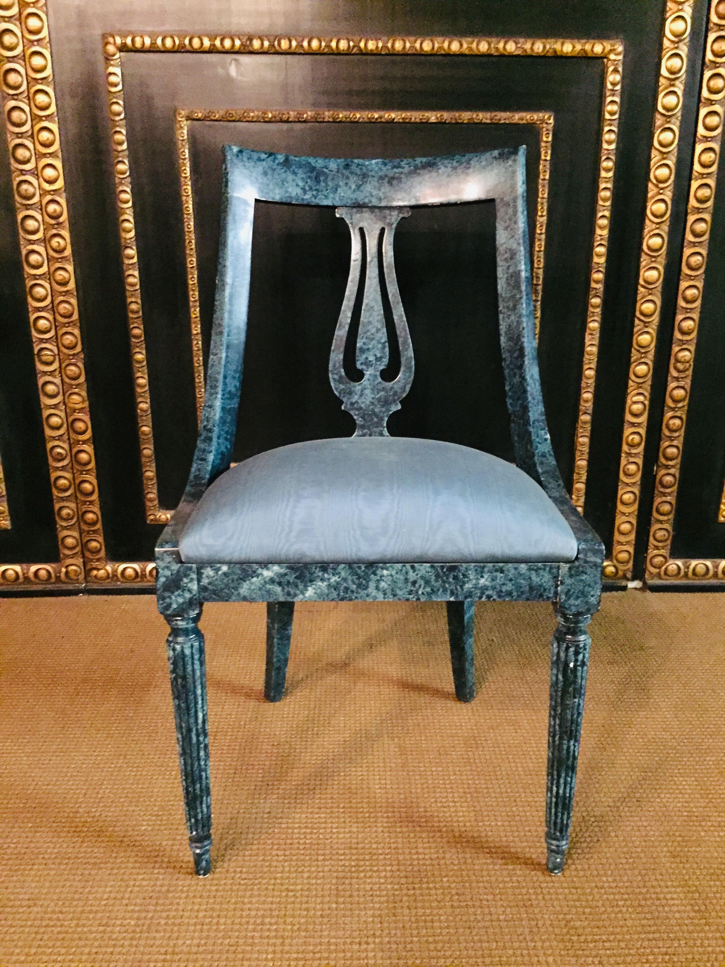 8 Chairs in the Modern Empire Style Turquoise Marbled 2