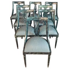 8 Chairs in the Modern Empire Style Turquoise Marbled