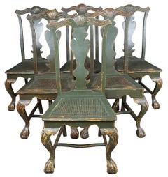 8 Chapman & Garcia Chippendale Scalloped Dining Chairs Painted by David T Smith