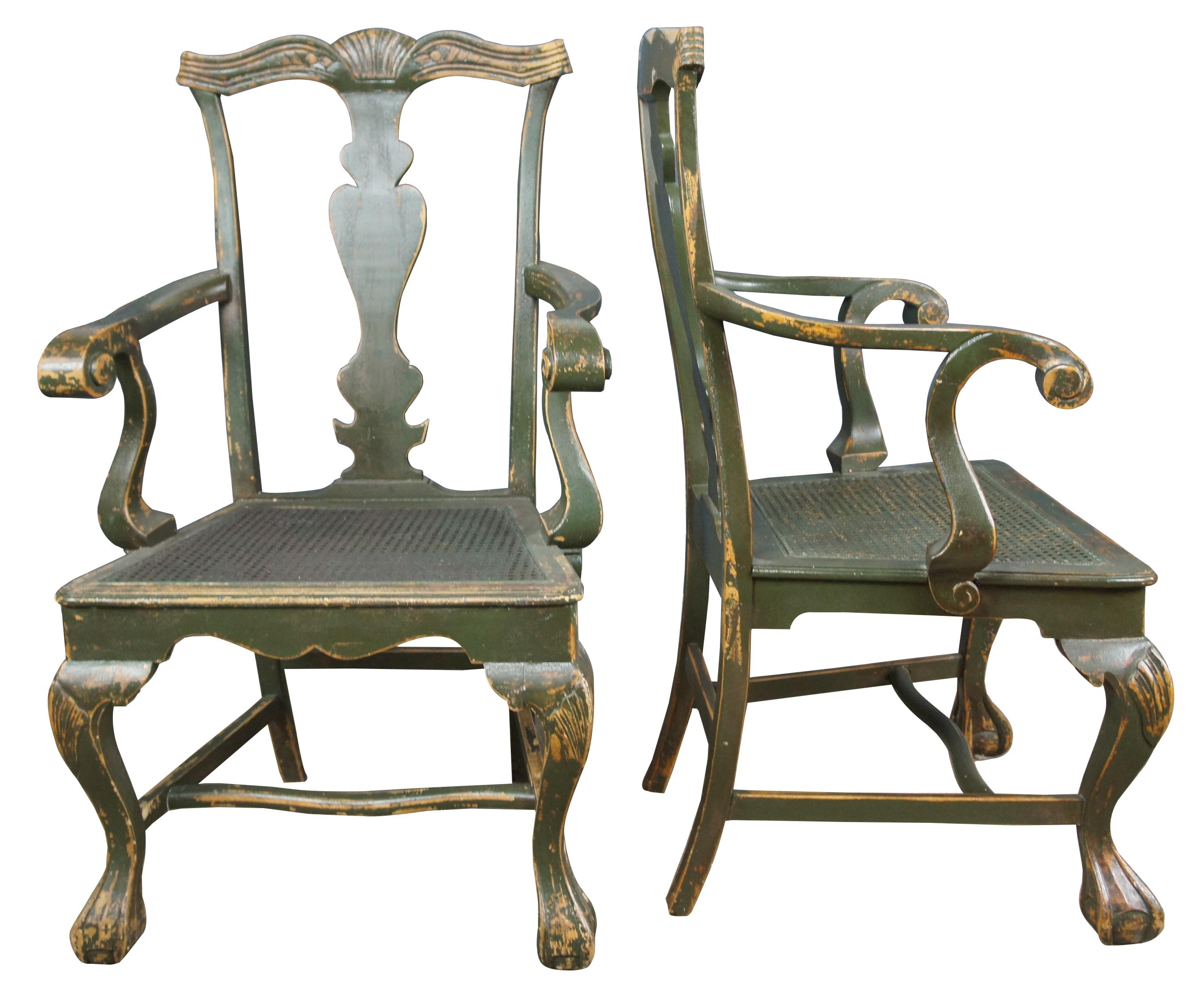8 Chapman and Garcia Chippendale Scalloped Dining Chairs Painted by David T Smith at 1stDibs