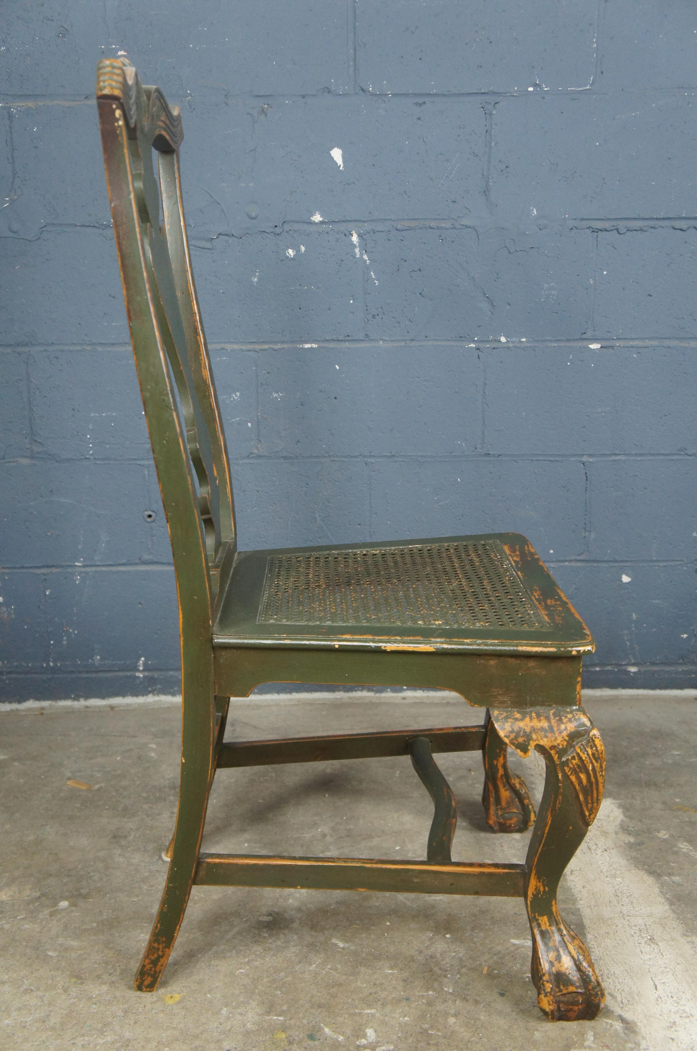 8 Chapman and Garcia Chippendale Scalloped Dining Chairs Painted by David T Smith at 1stDibs